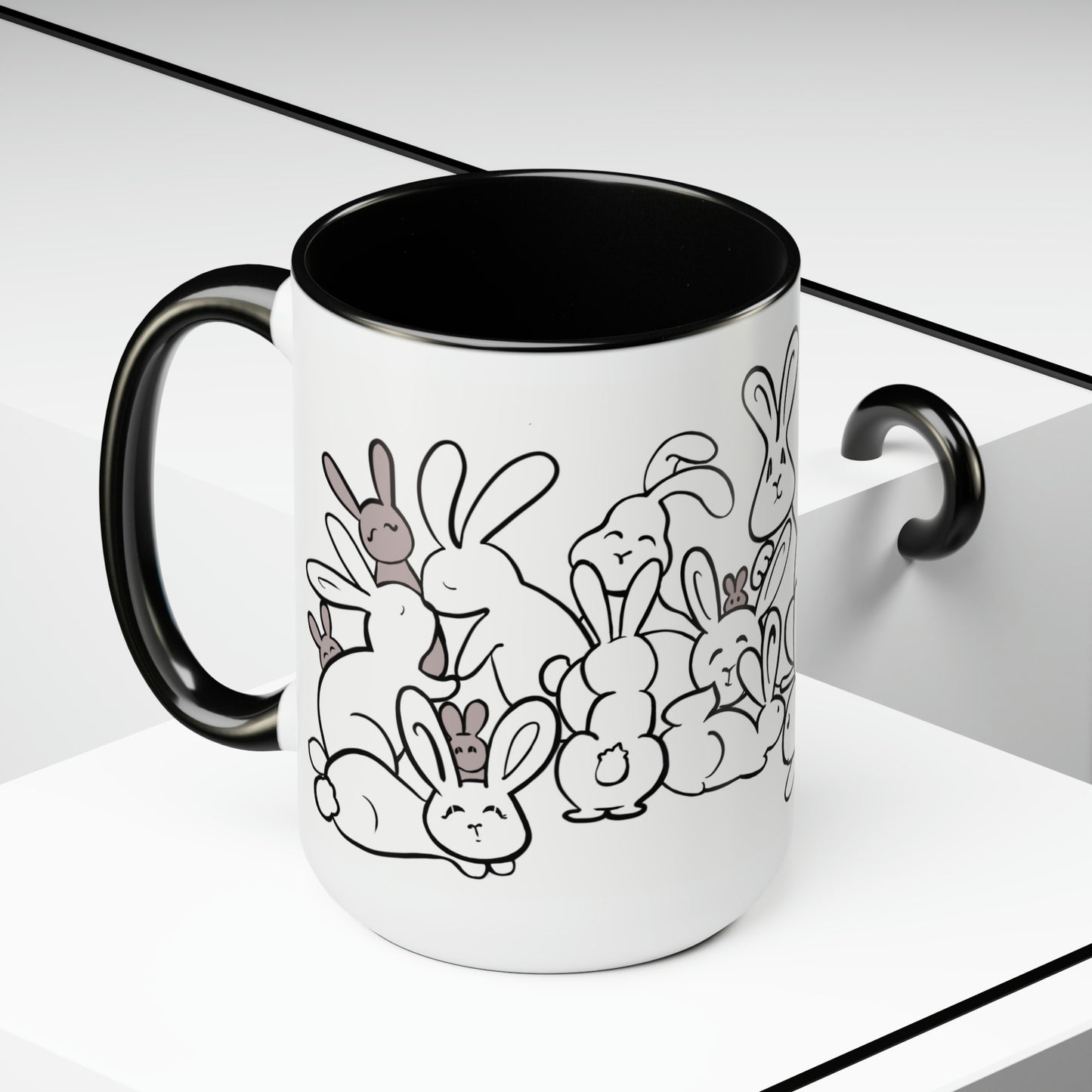 Bunch of bunnies Two-Tone Coffee Mugs, 15oz