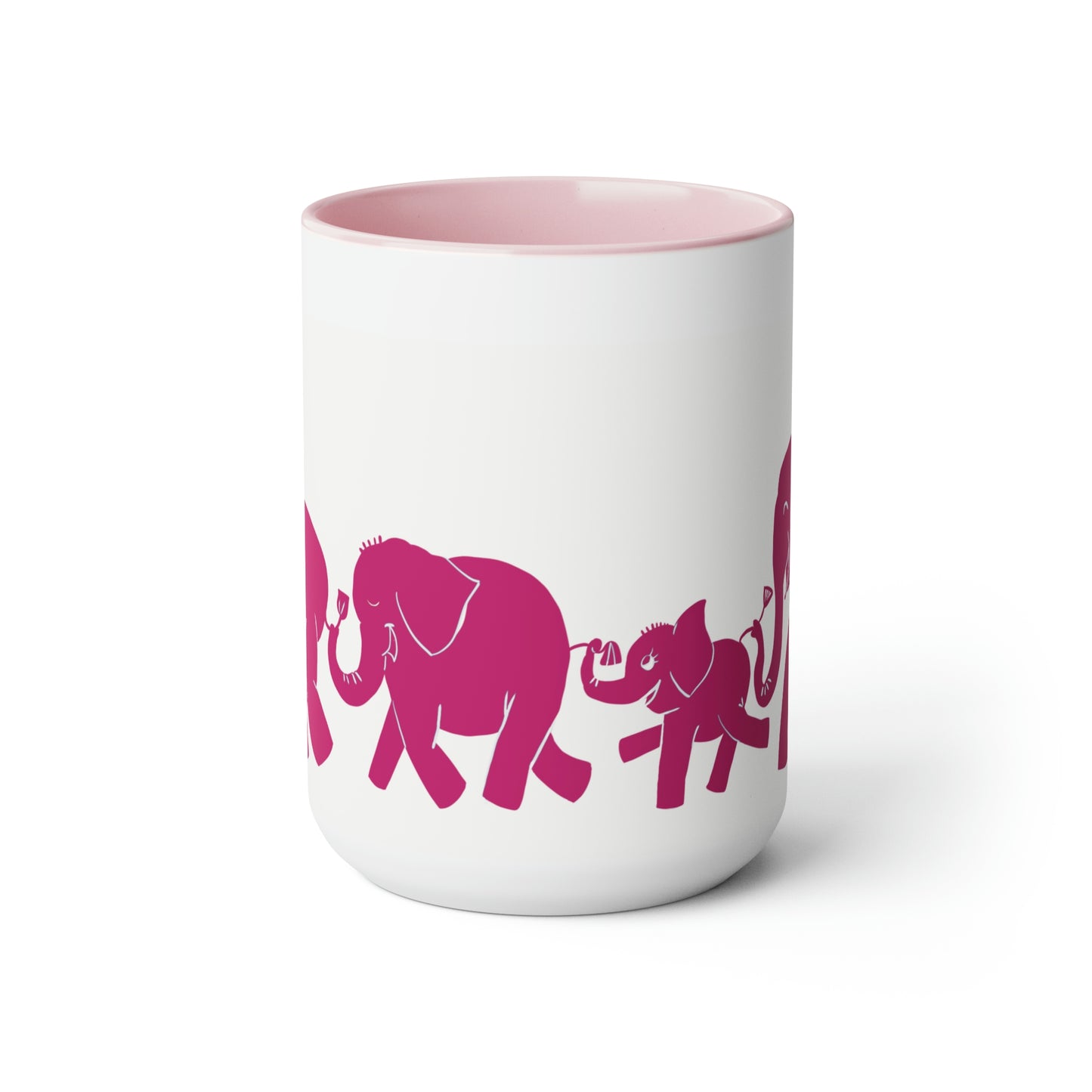 Elephant train Two-Tone Coffee Mugs, 15oz