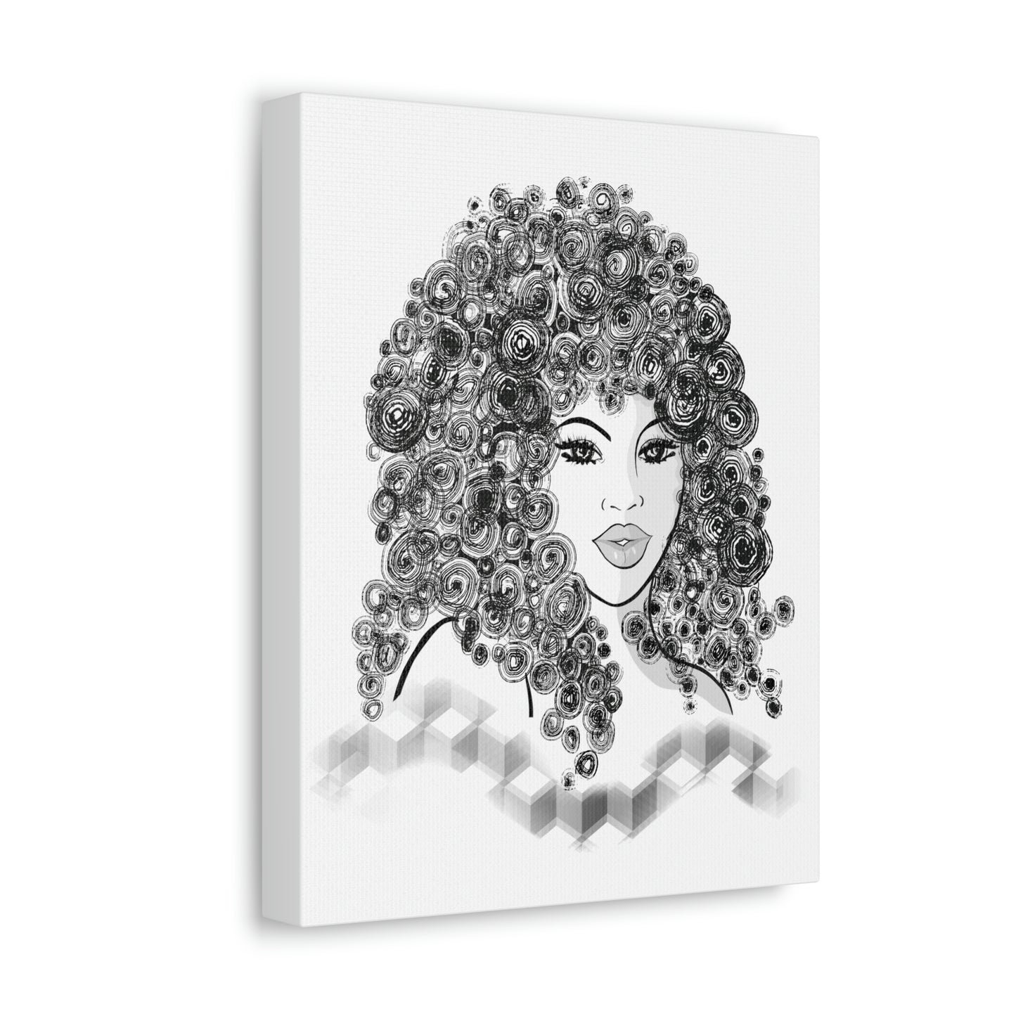 Girl with curls Art on Stretched Canvas