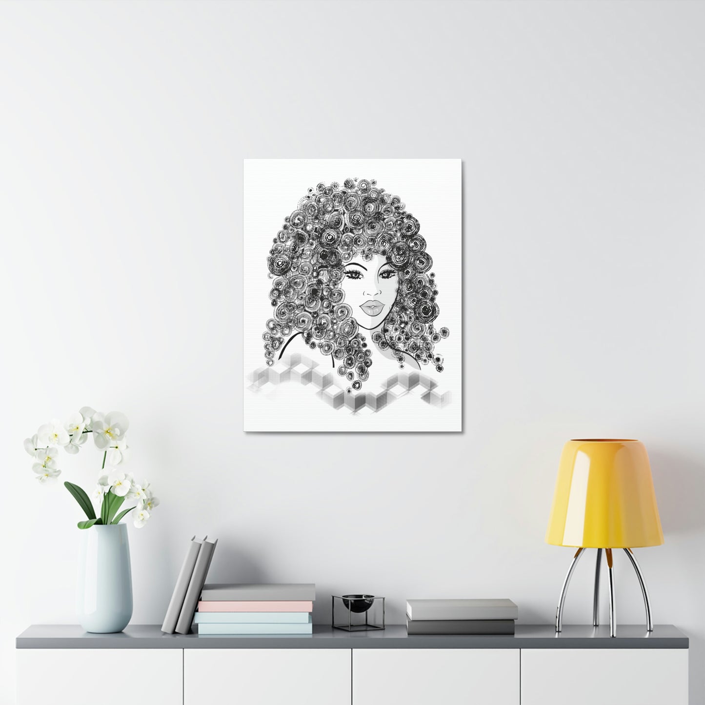 Girl with curls Art on Stretched Canvas