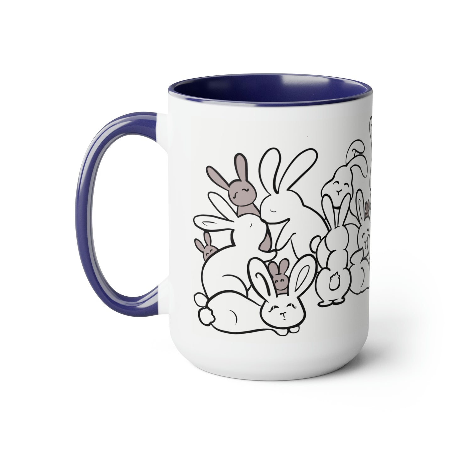 Bunch of bunnies Two-Tone Coffee Mugs, 15oz