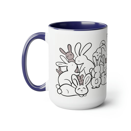 Bunch of bunnies Two-Tone Coffee Mugs, 15oz