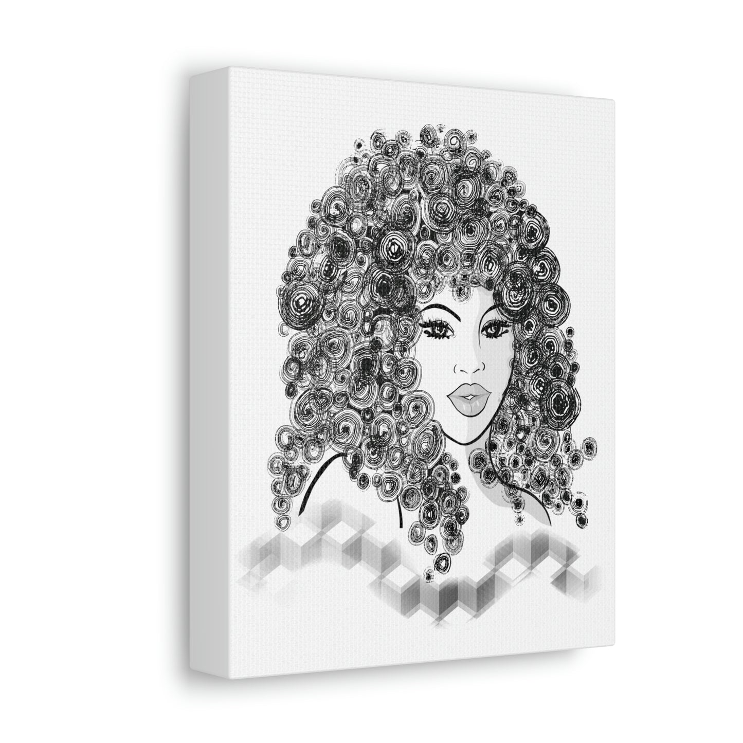 Girl with curls Art on Stretched Canvas