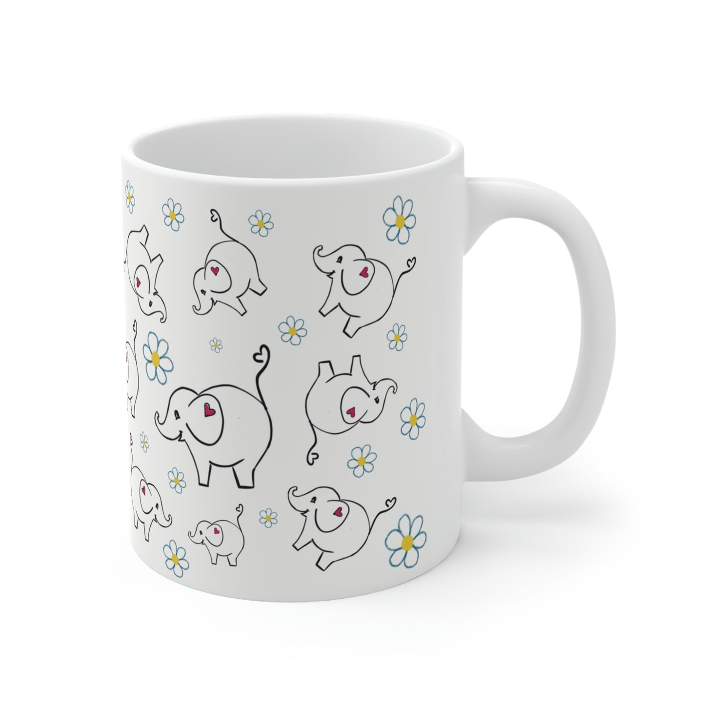 Elephants & hearts Ceramic Mug 11oz