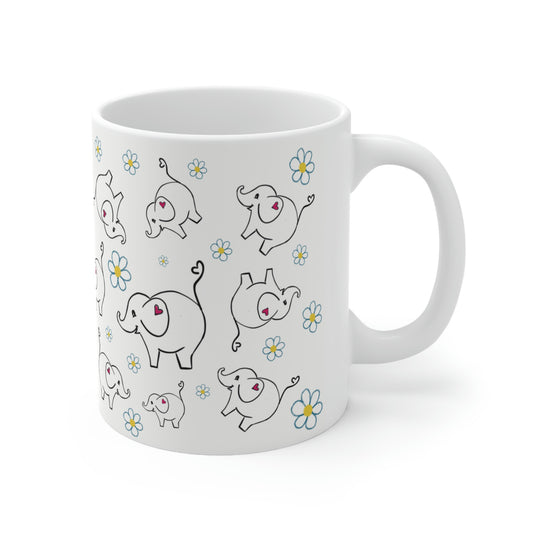 Elephants & hearts Ceramic Mug 11oz