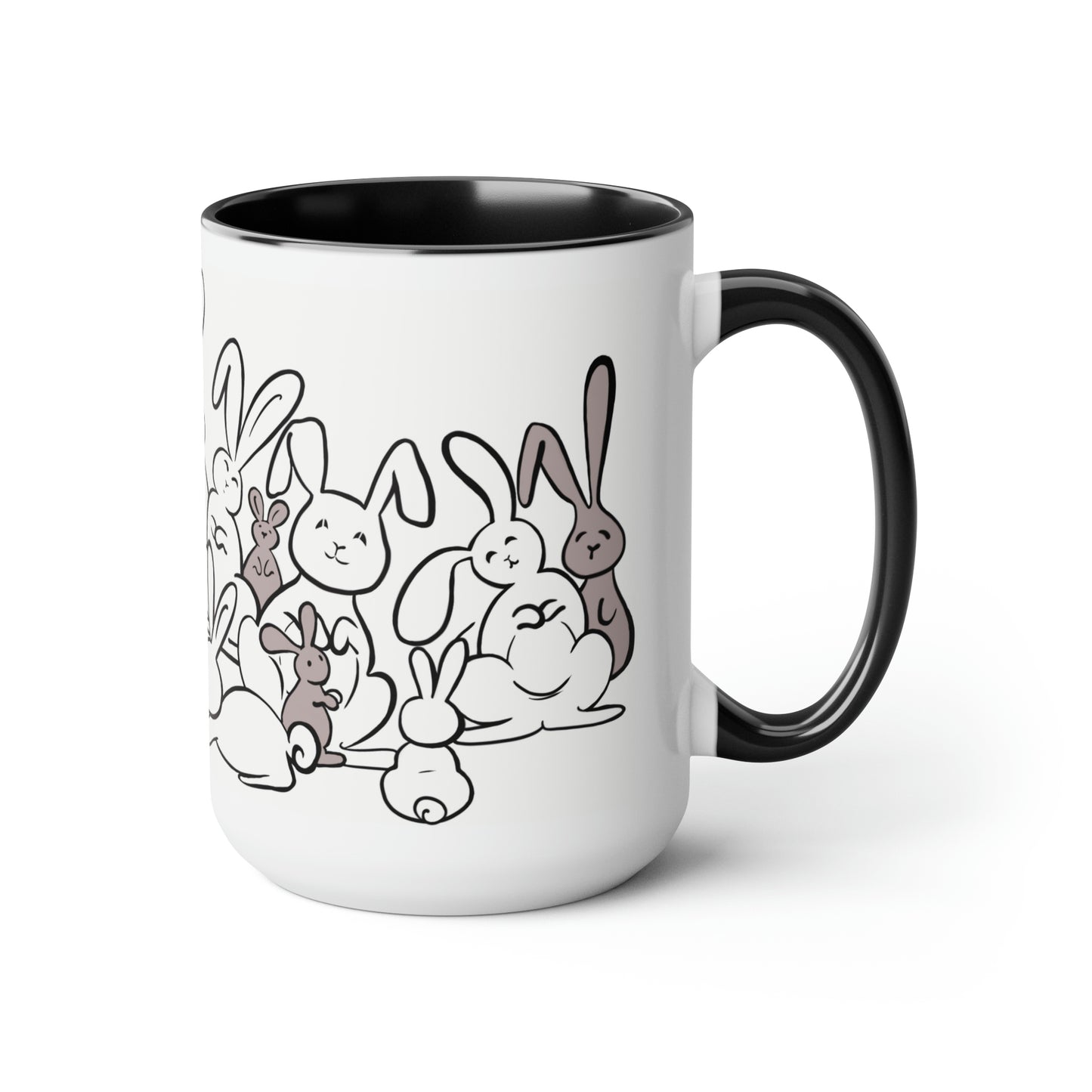 Bunch of bunnies Two-Tone Coffee Mugs, 15oz