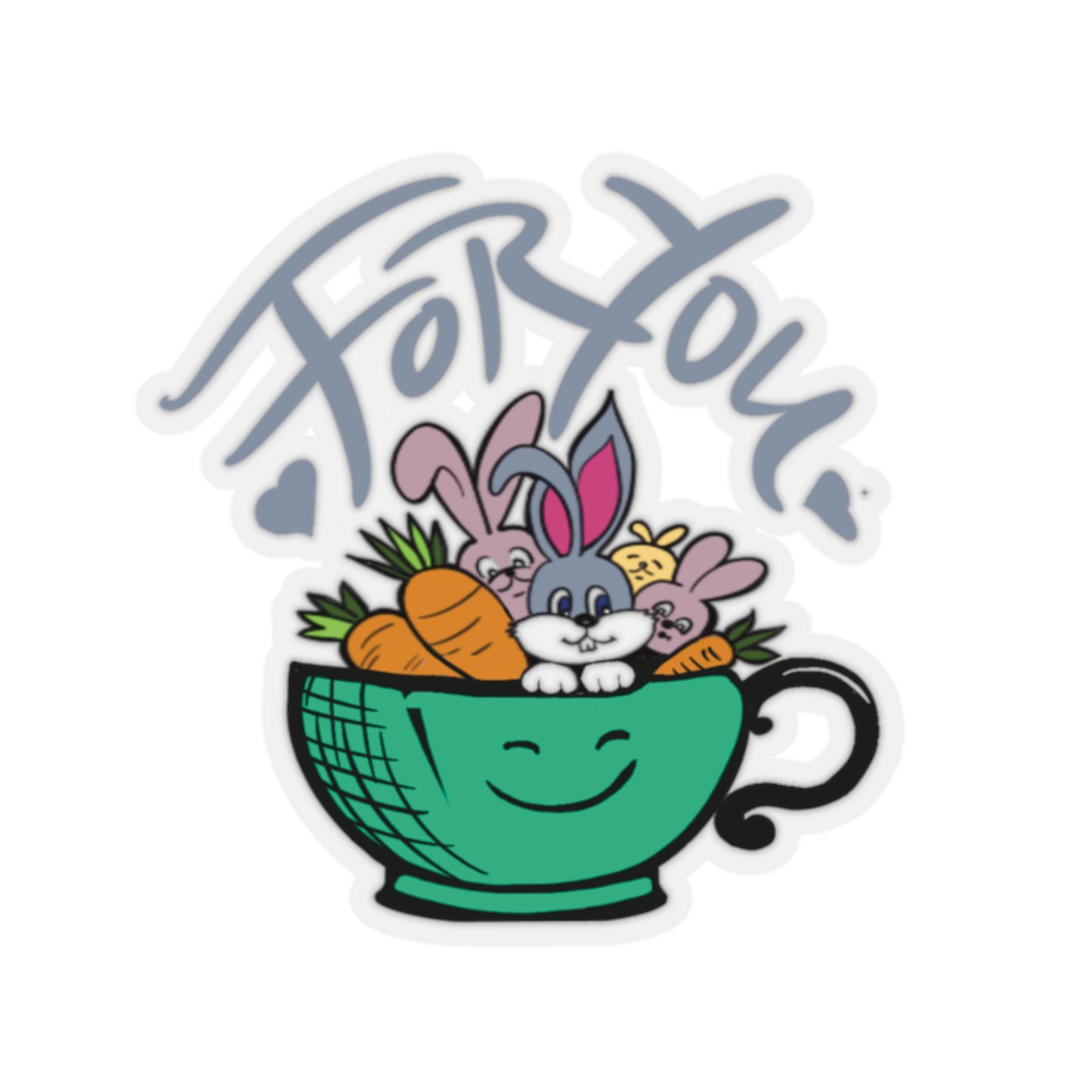 Bunnies in a Cup Gift Wrap Sticker