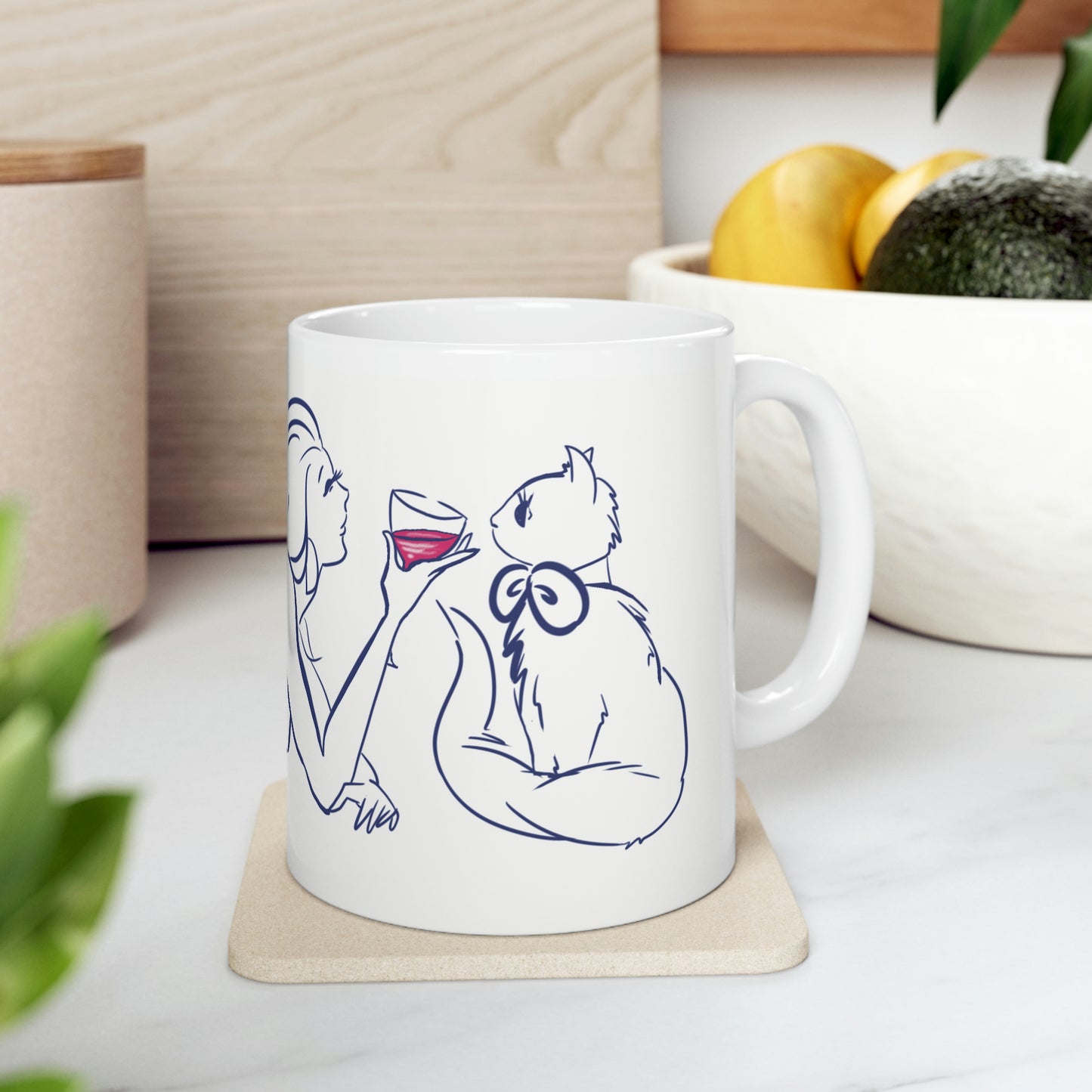 Girl & Cat Ceramic Mug 11oz