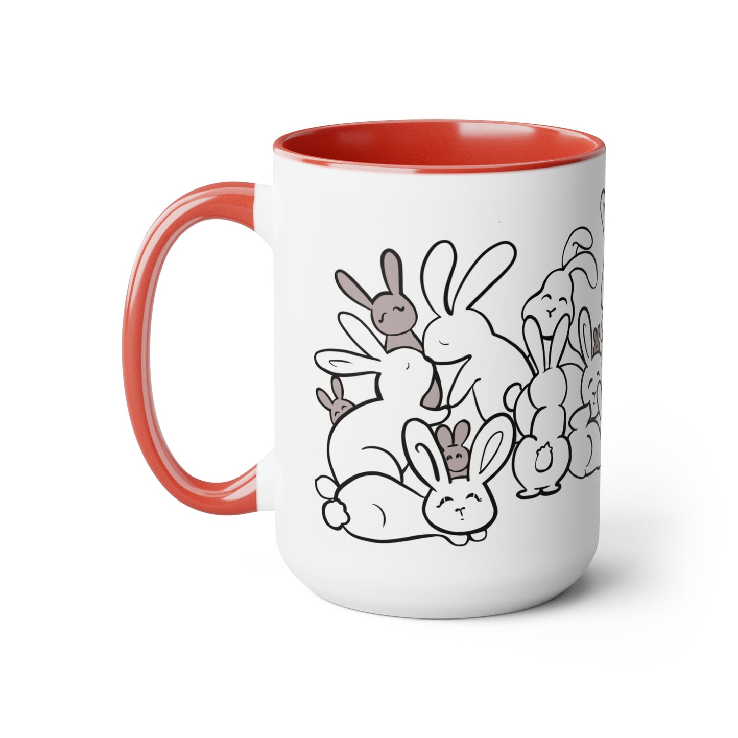 Bunch of bunnies Two-Tone Coffee Mugs, 15oz