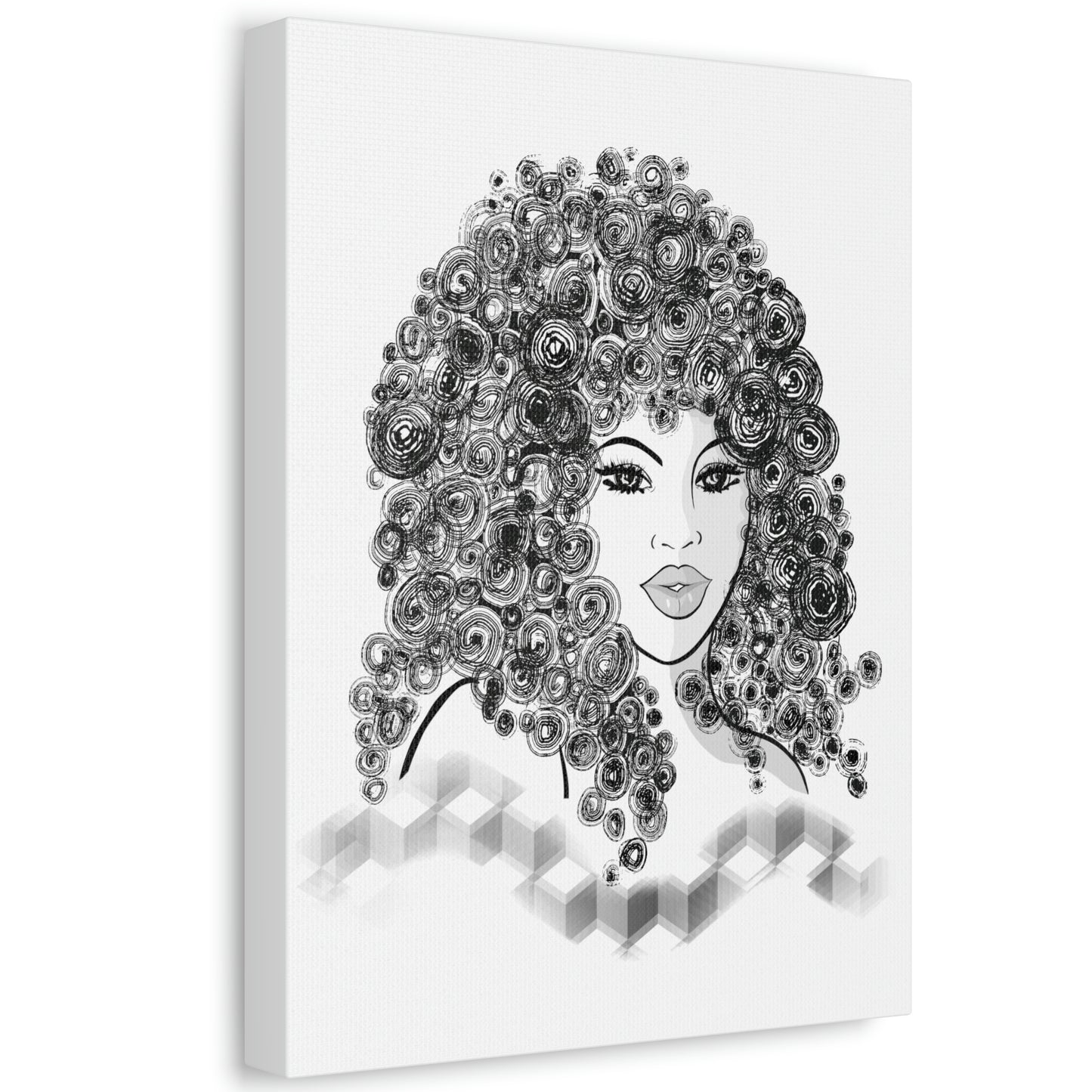 Girl with curls Art on Stretched Canvas