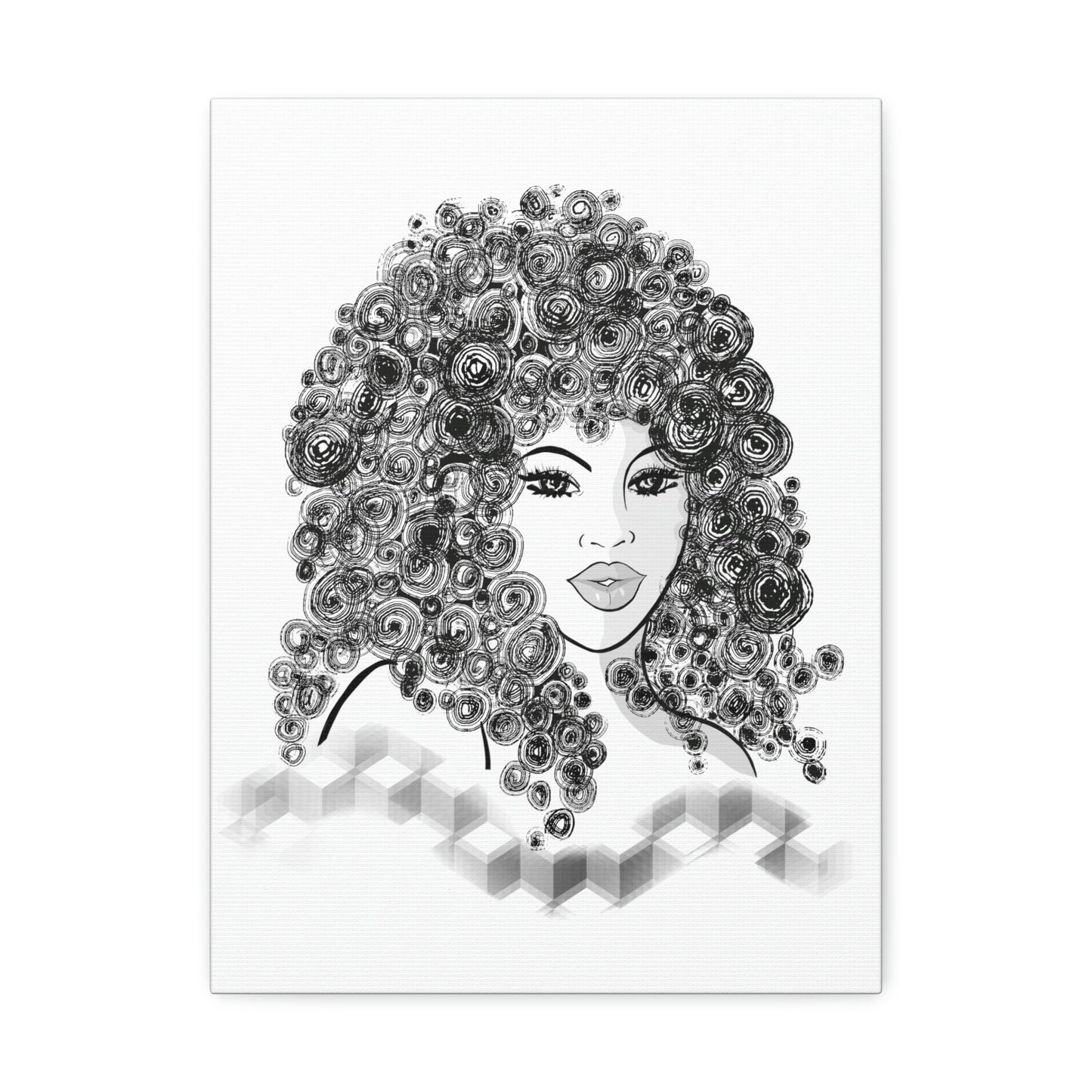 Girl with curls Art on Stretched Canvas