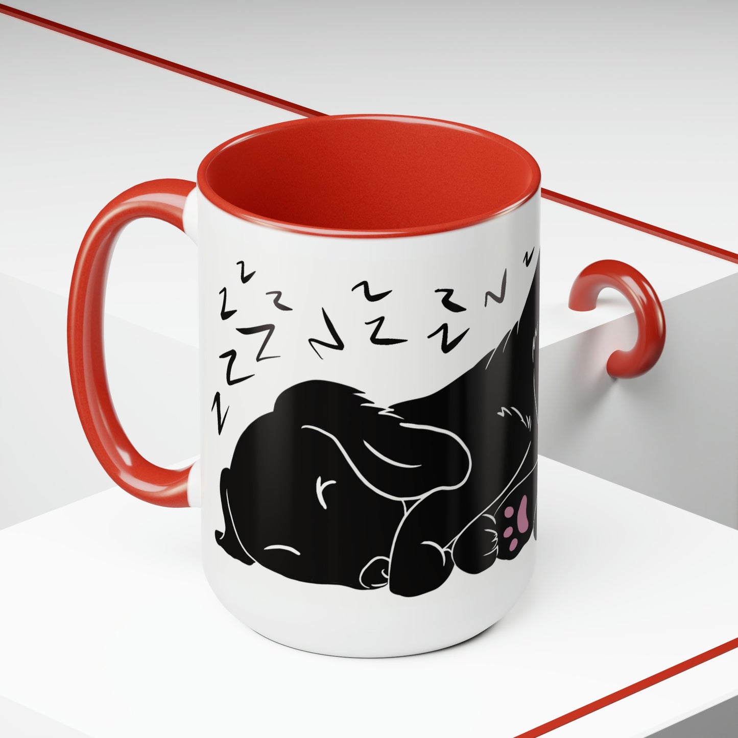 Snoozing puppy Two-Tone Coffee Mugs, 15oz