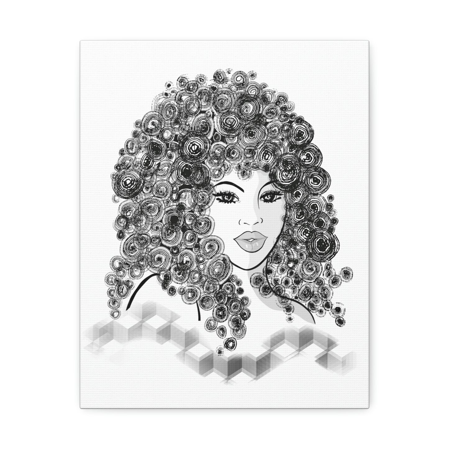 Girl with curls Art on Stretched Canvas