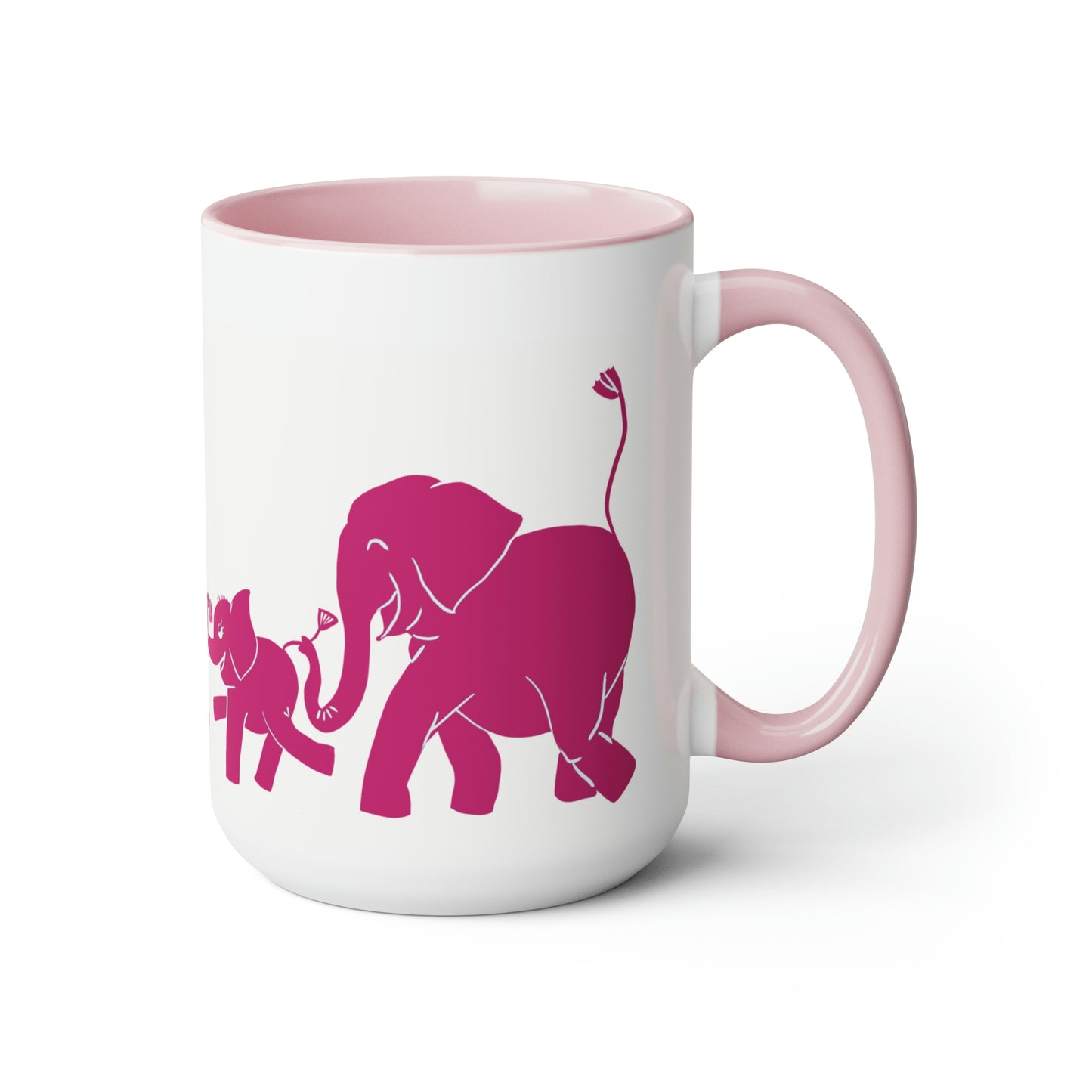 Elephant train Two-Tone Coffee Mugs, 15oz