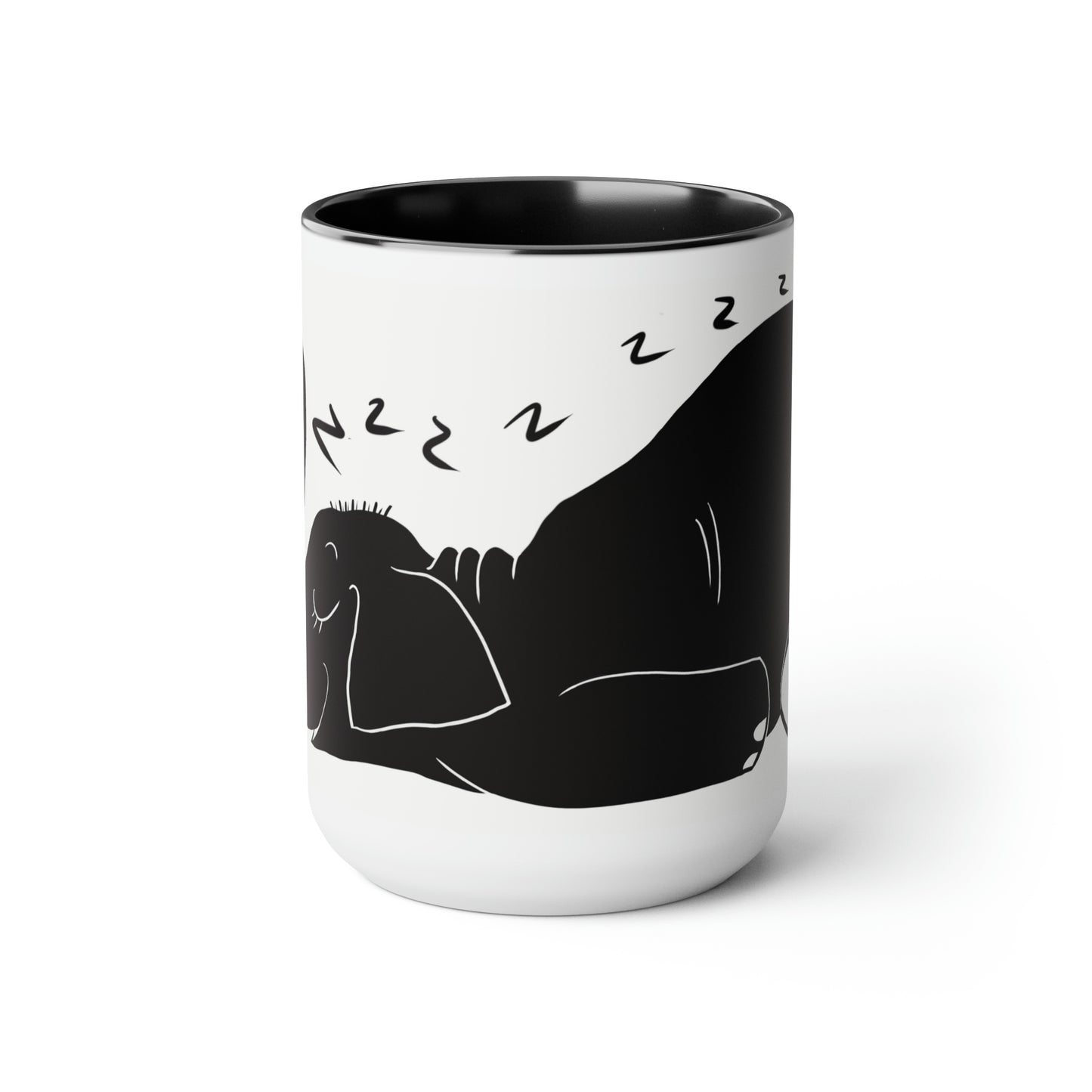 Snoozing elephant Two-Tone Coffee Mugs, 15oz