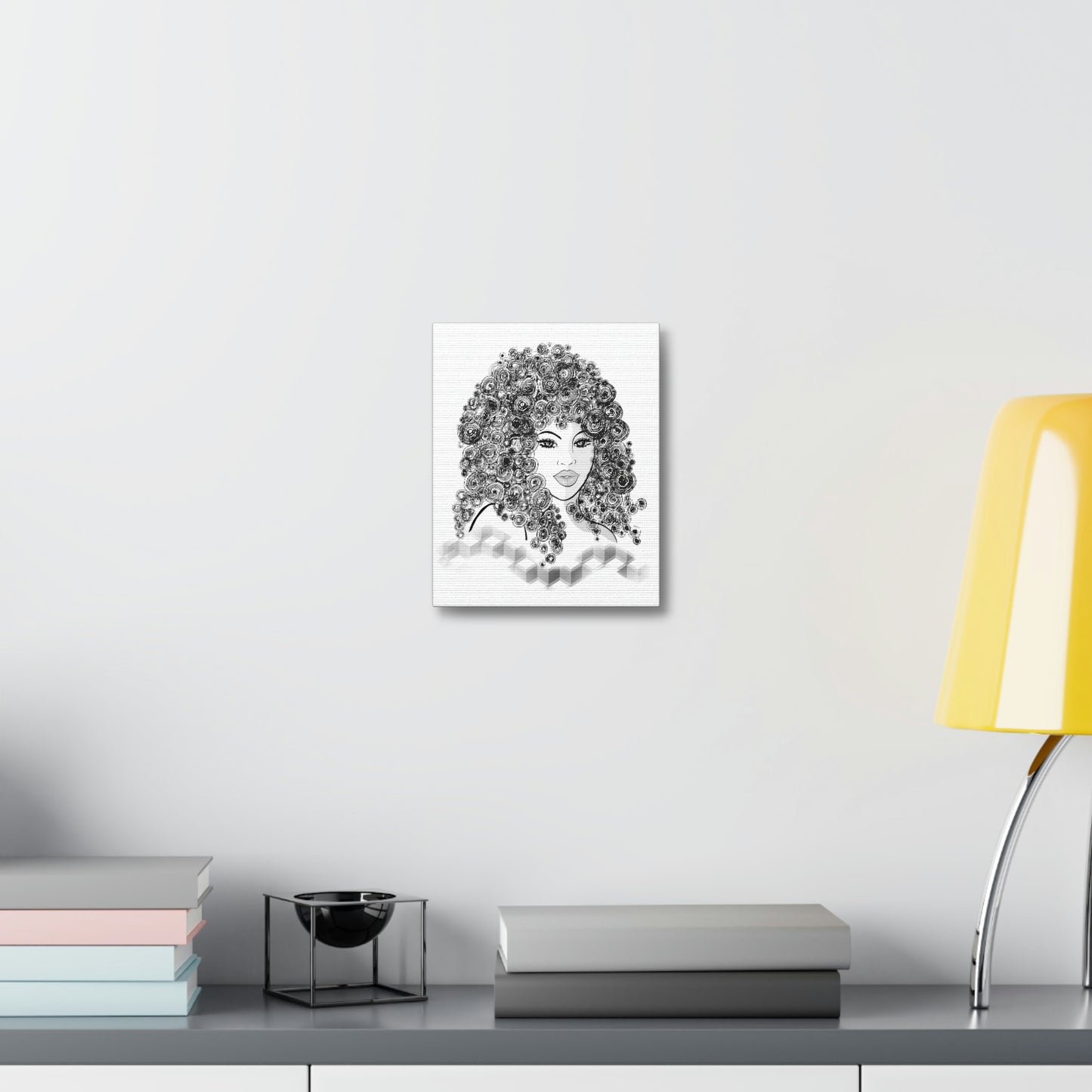 Girl with curls Art on Stretched Canvas