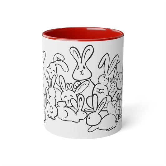 Bunch of bunnies White Accent Mug, 11oz