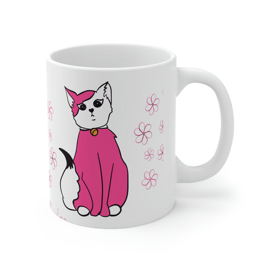 Kitty in Pink Ceramic Mug 11oz