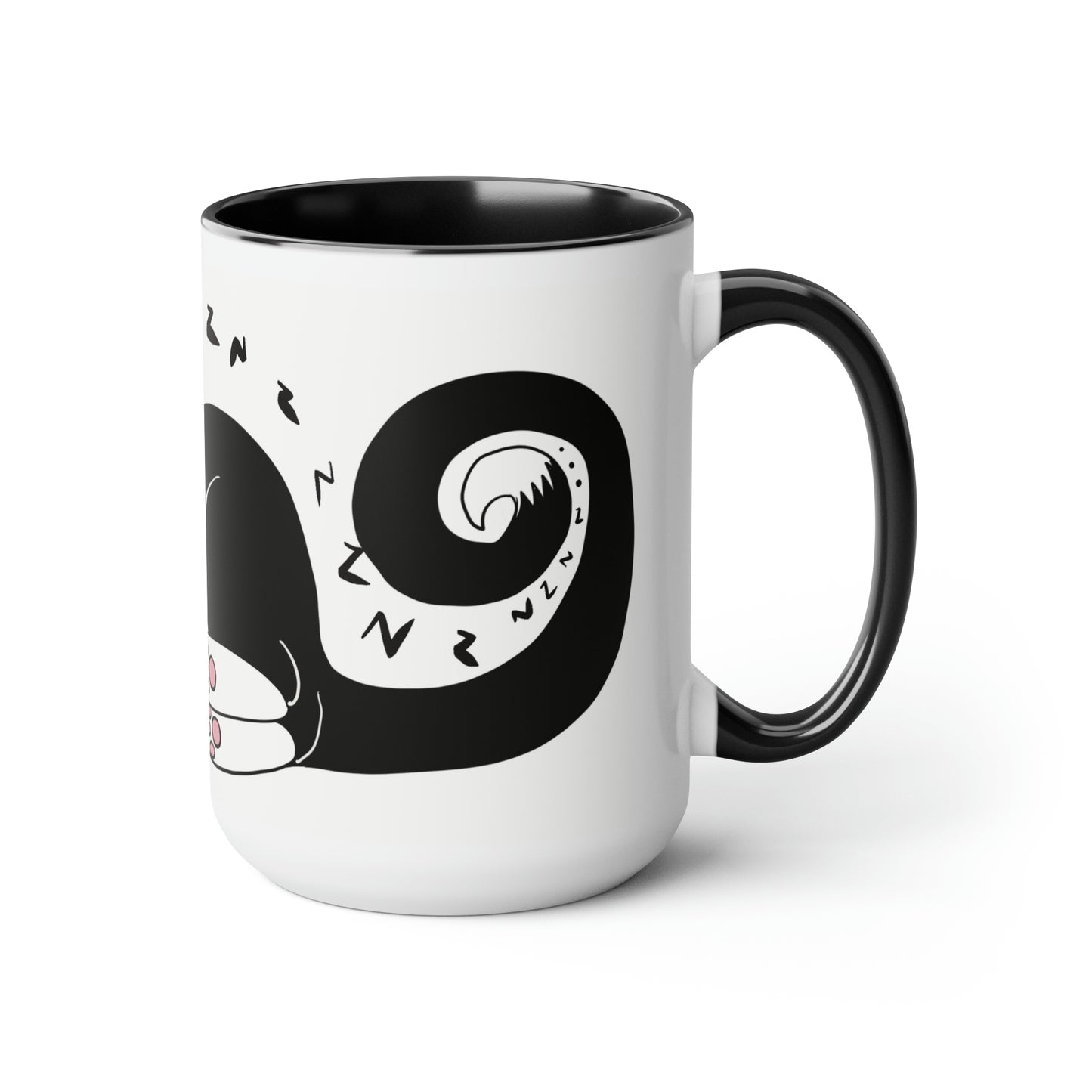 Snoozing cat Two-Tone Coffee Mugs, 15oz