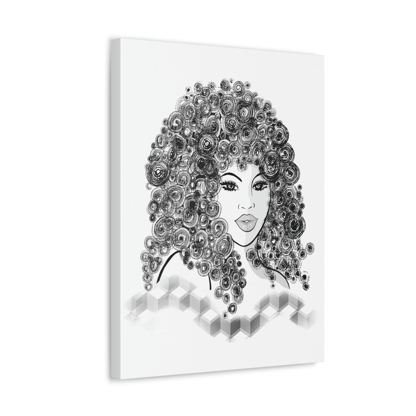 Girl with curls Art on Stretched Canvas