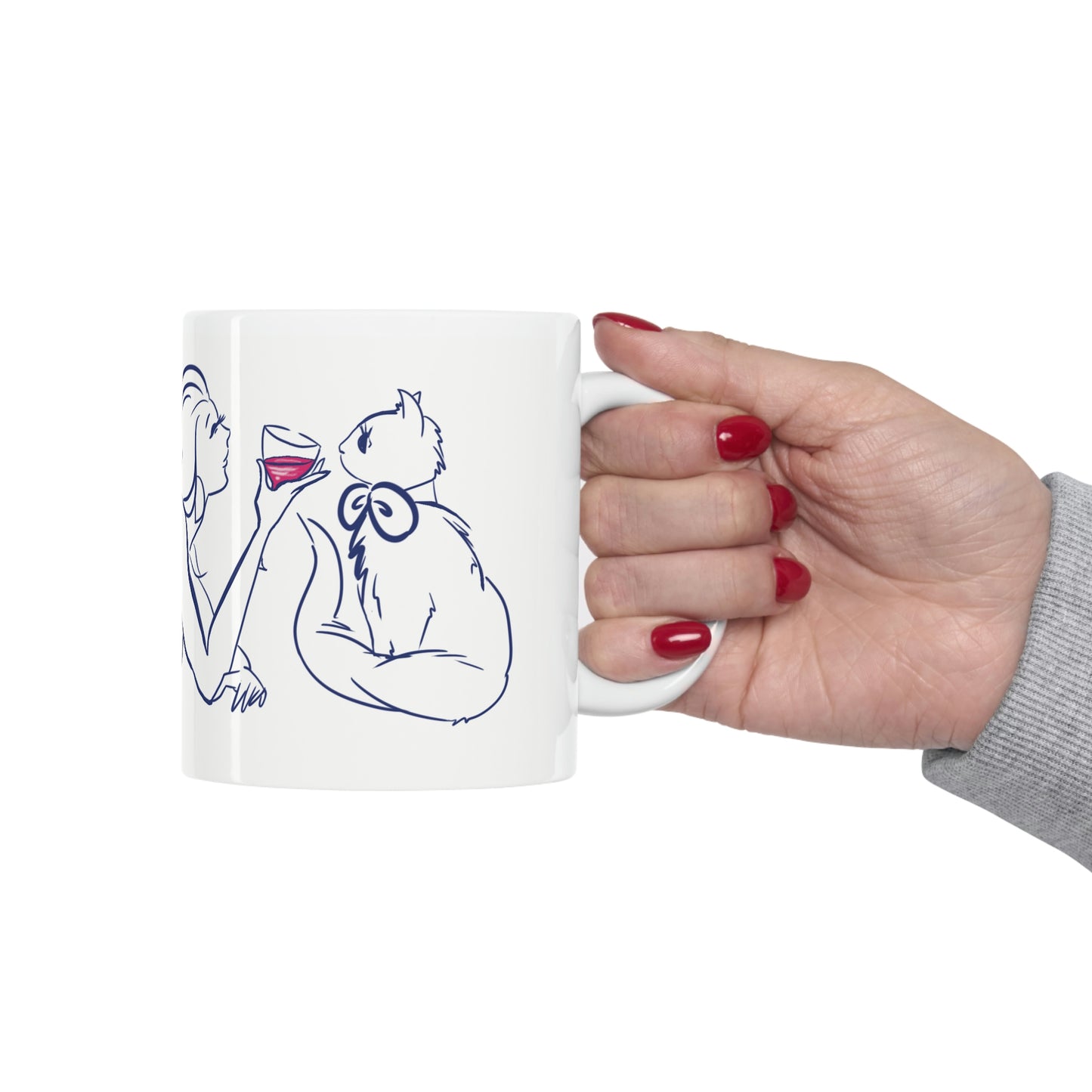 Girl & Cat Ceramic Mug 11oz