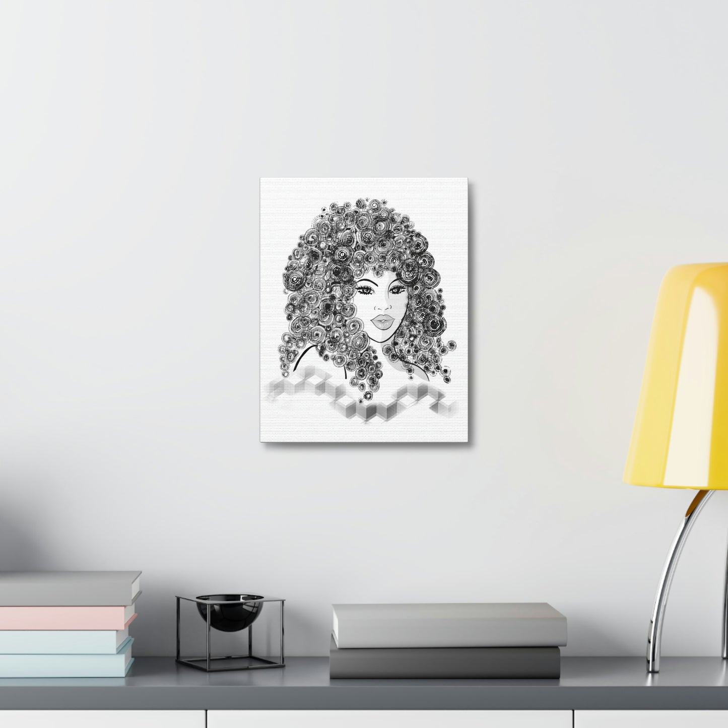 Girl with curls Art on Stretched Canvas