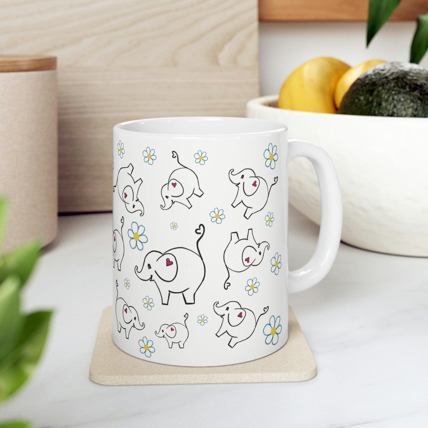 Elephants & hearts Ceramic Mug 11oz