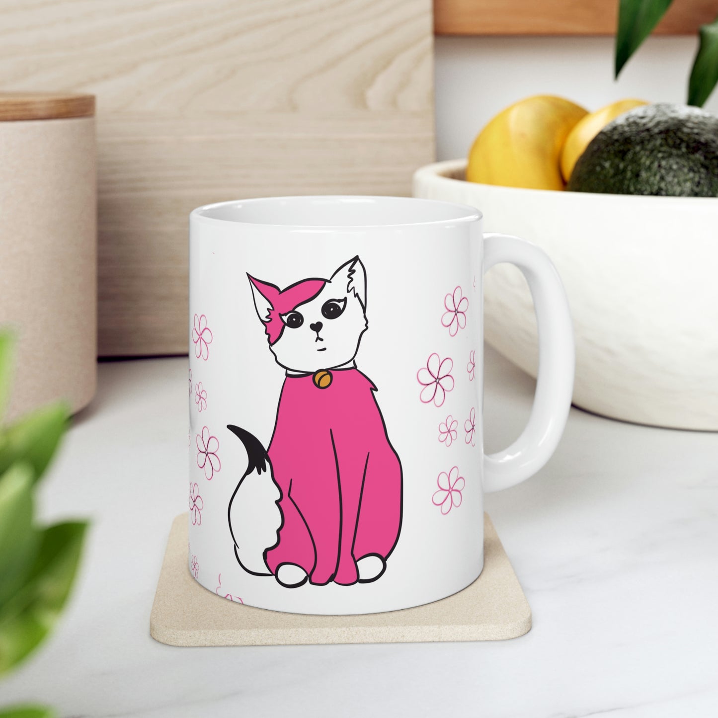 Kitty in Pink Ceramic Mug 11oz