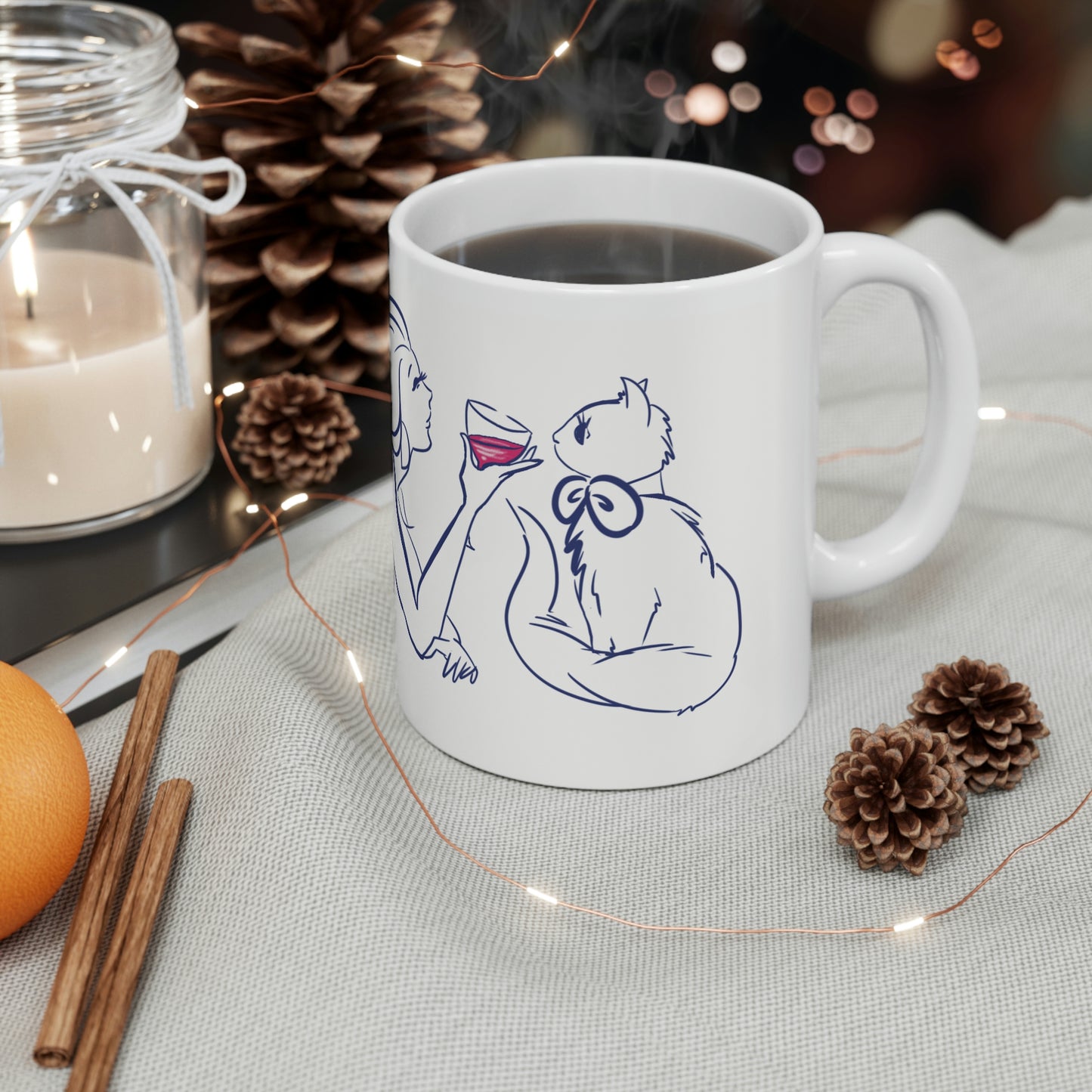 Girl & Cat Ceramic Mug 11oz