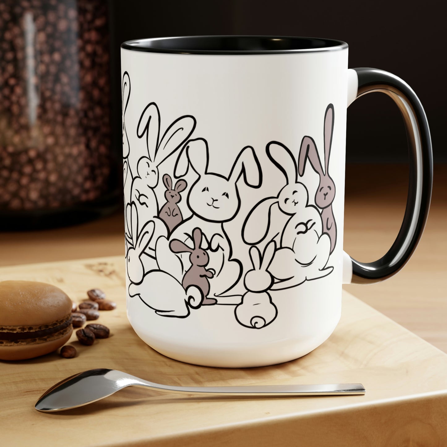 Bunch of bunnies Two-Tone Coffee Mugs, 15oz