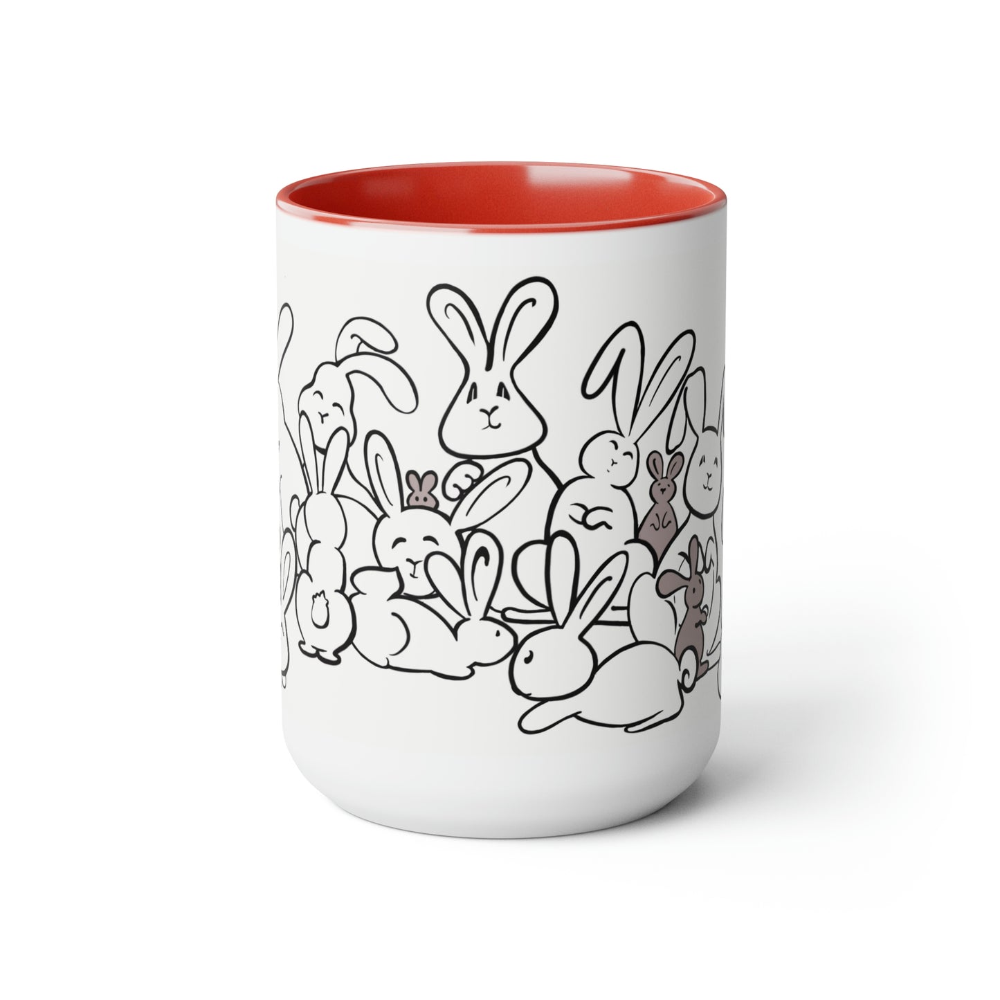 Bunch of bunnies Two-Tone Coffee Mugs, 15oz