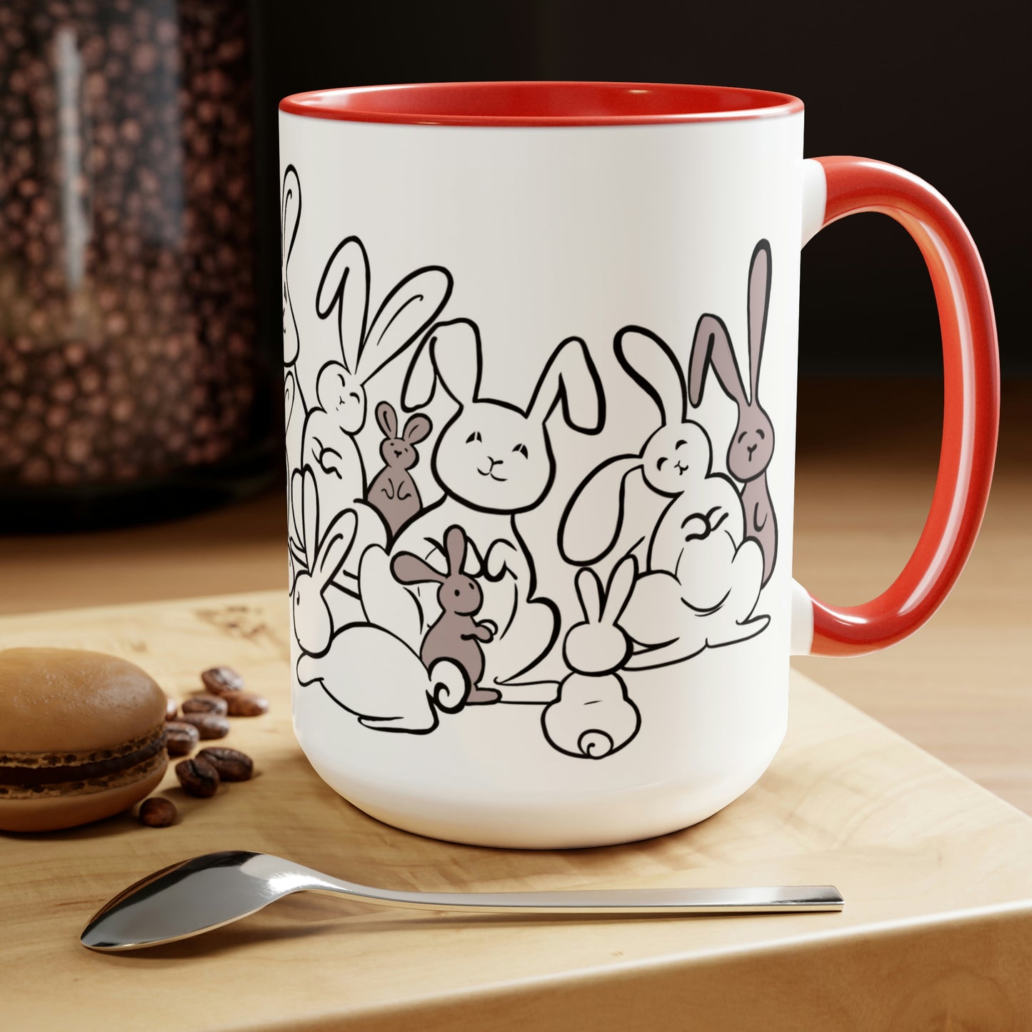 Bunch of bunnies Two-Tone Coffee Mugs, 15oz