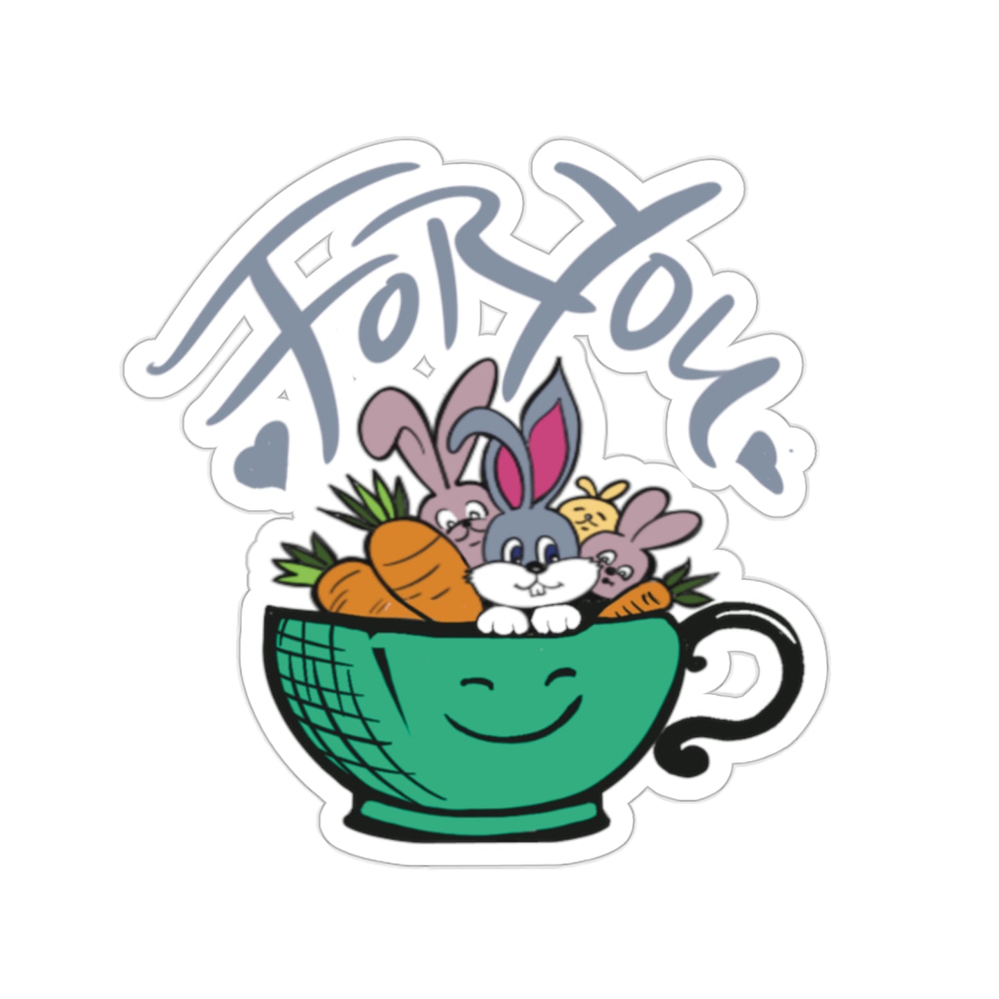 Bunnies in a Cup Gift Wrap Sticker