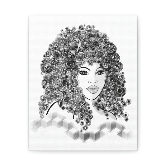 Girl with curls Art on Stretched Canvas