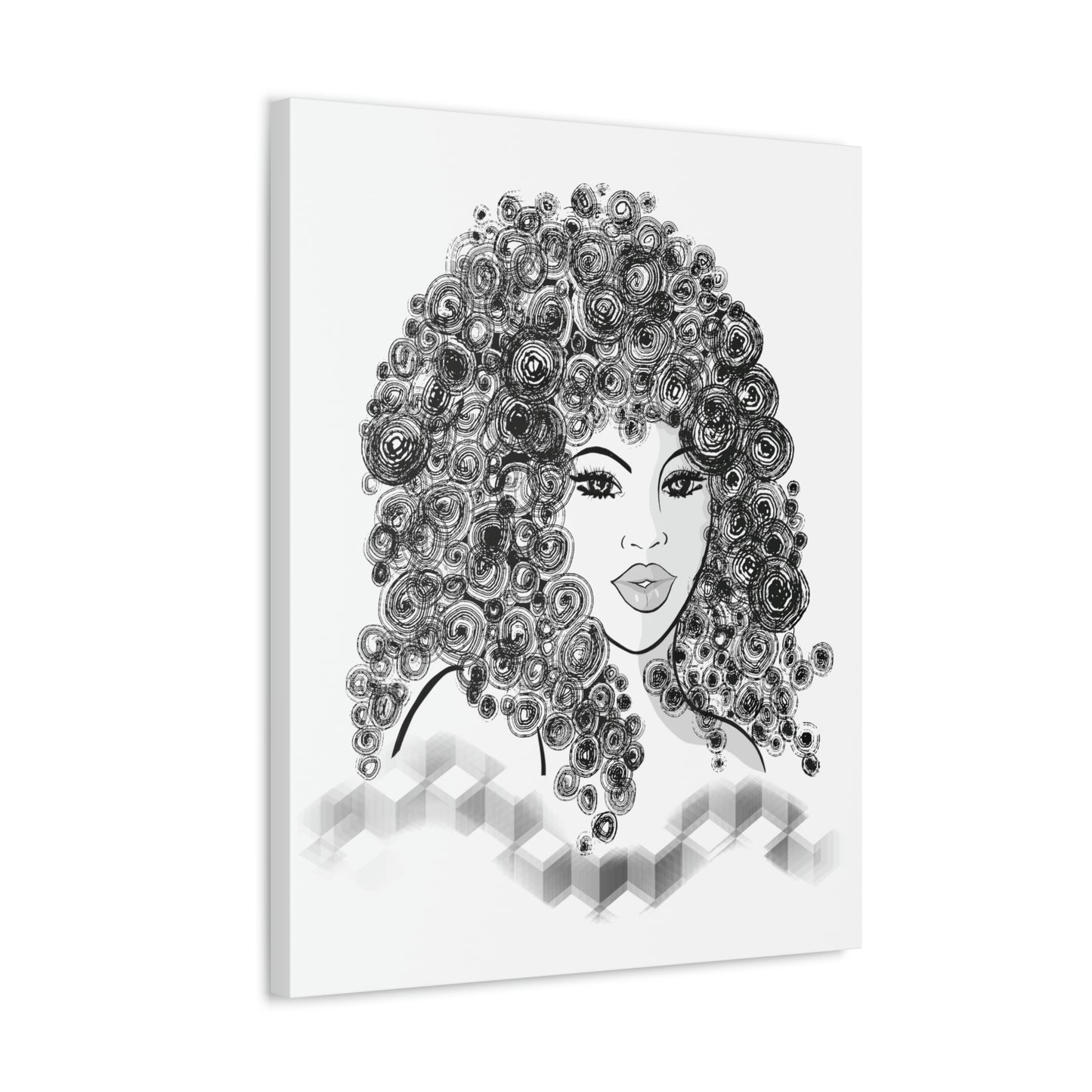 Girl with curls Art on Stretched Canvas