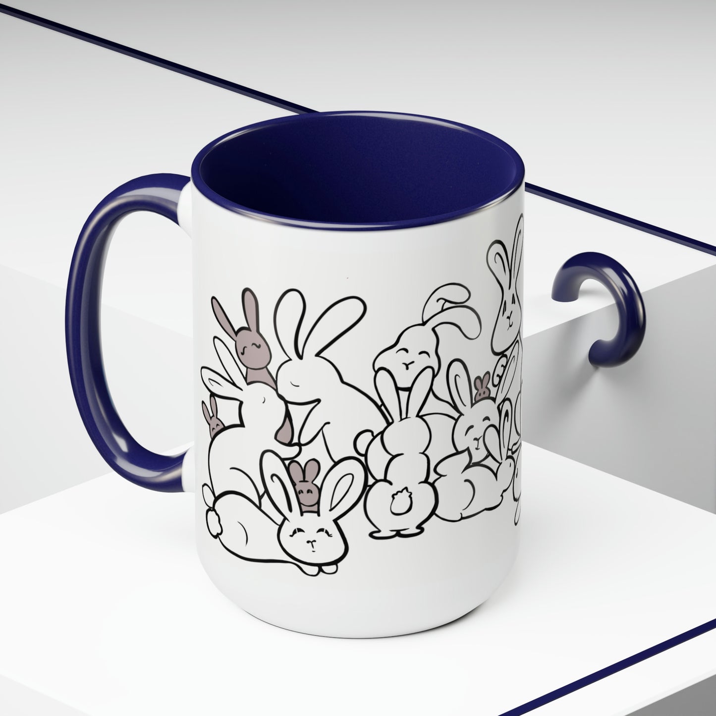 Bunch of bunnies Two-Tone Coffee Mugs, 15oz