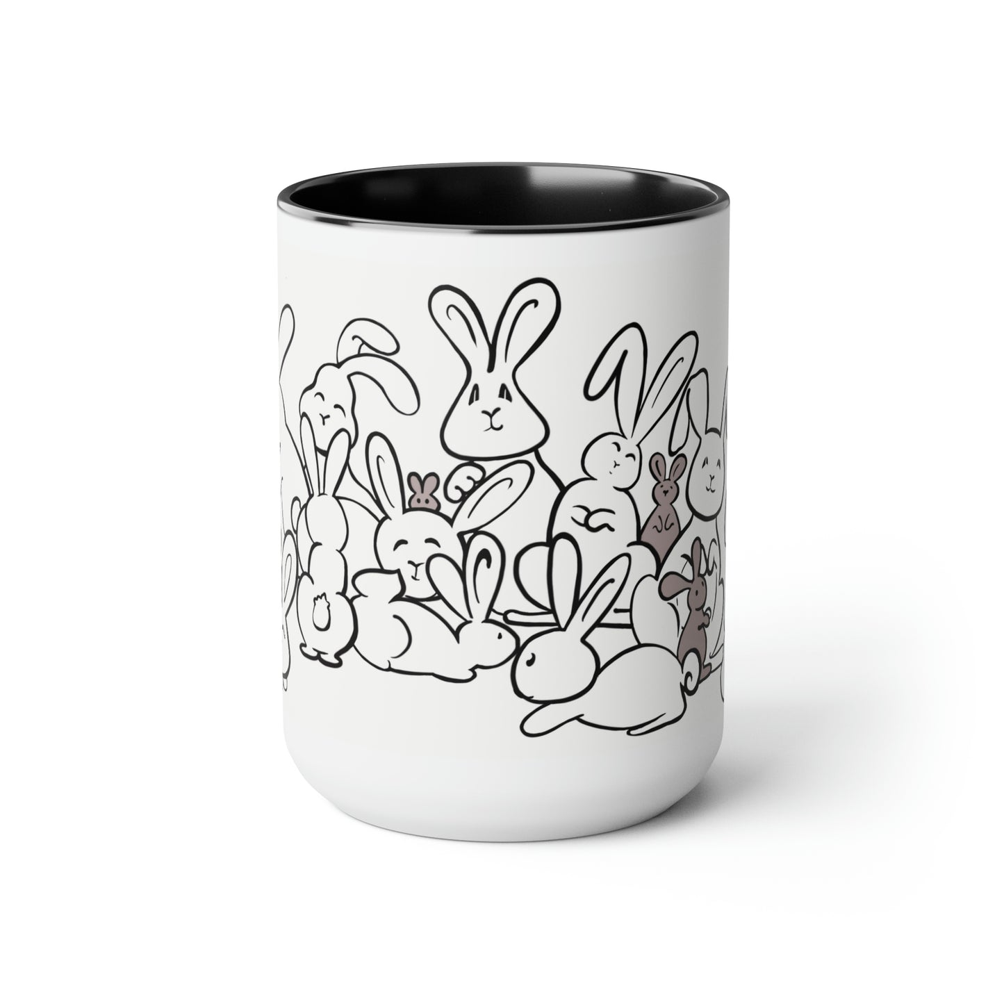 Bunch of bunnies Two-Tone Coffee Mugs, 15oz