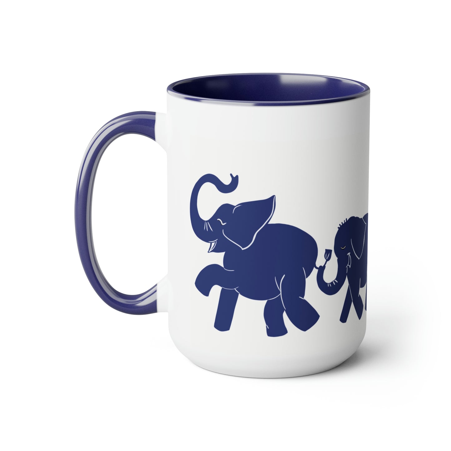 Elephant train Two-Tone Coffee Mugs, 15oz