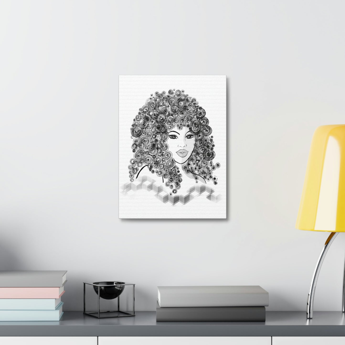 Girl with curls Art on Stretched Canvas