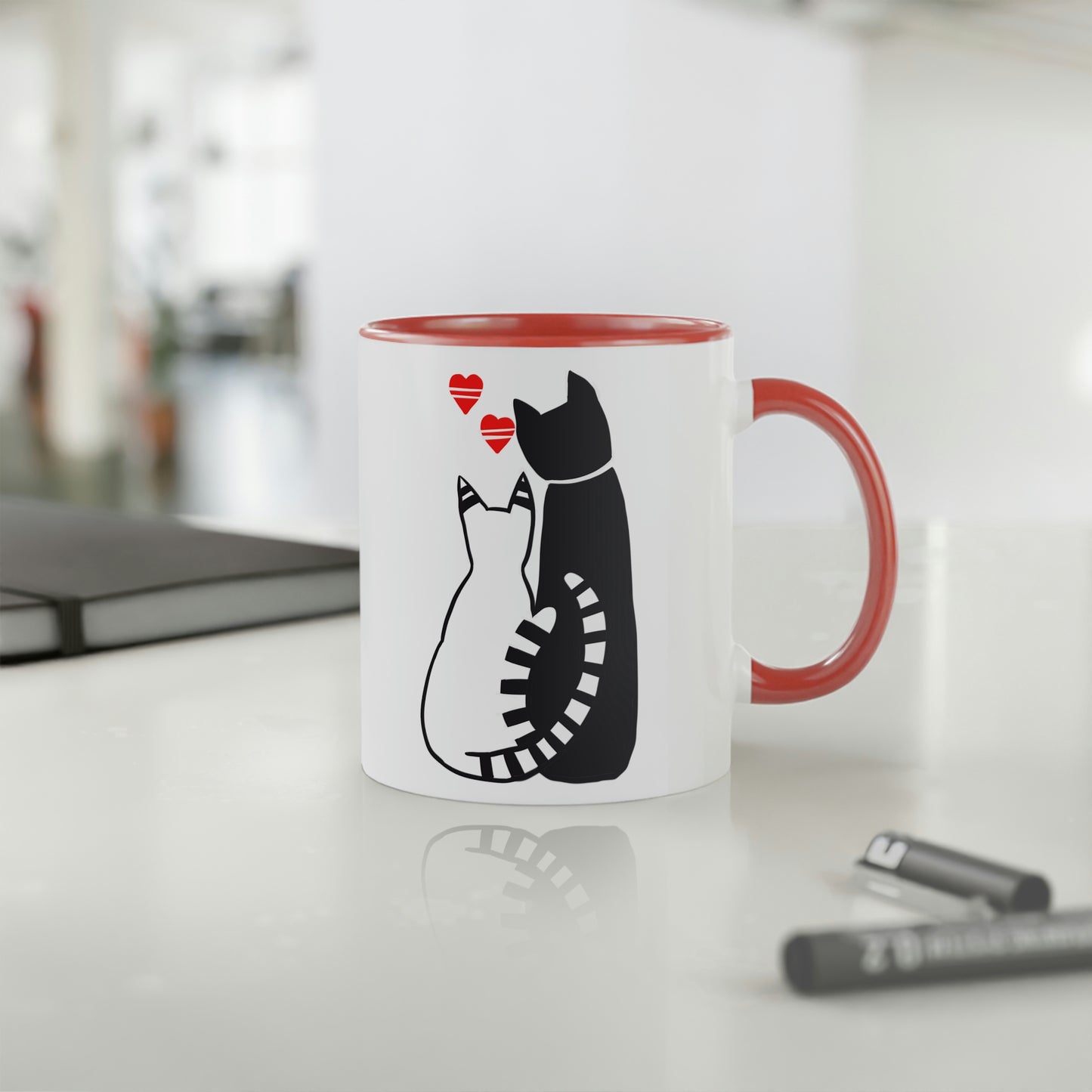 Cats in love White Accent Mug, 11oz