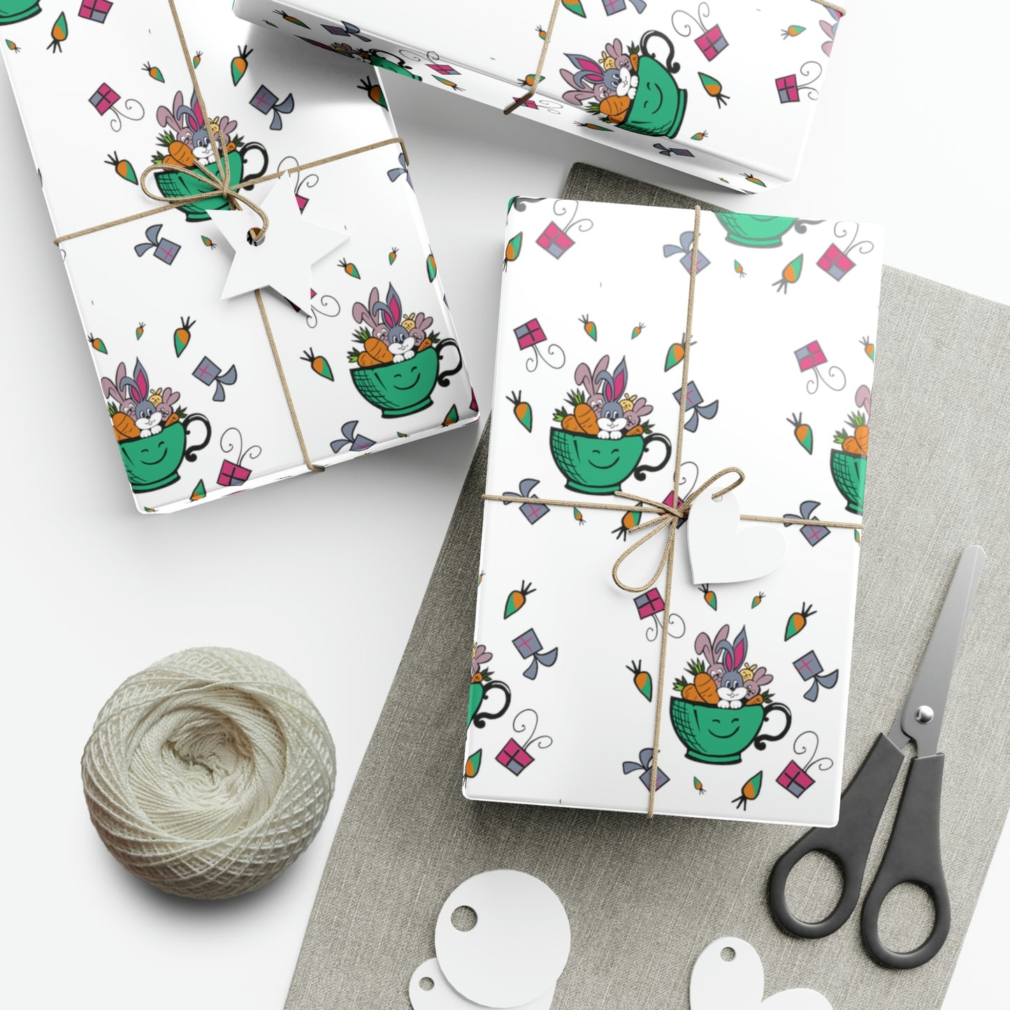 Bunnies in a Cup Gift Wrap Paper