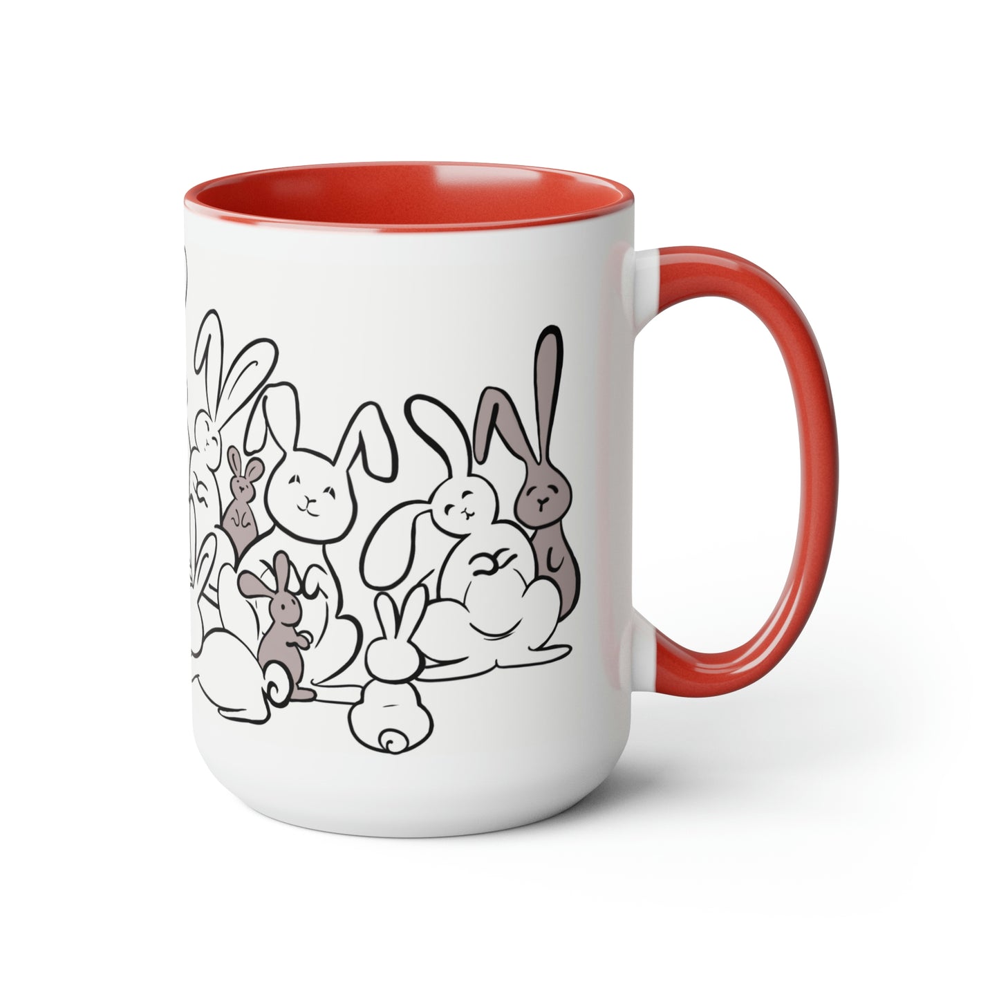 Bunch of bunnies Two-Tone Coffee Mugs, 15oz