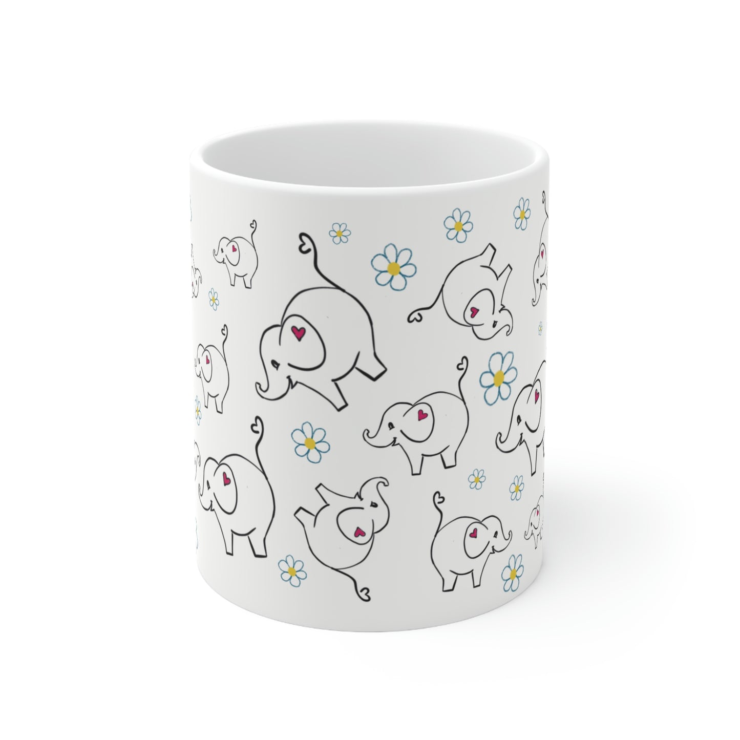 Elephants & hearts Ceramic Mug 11oz