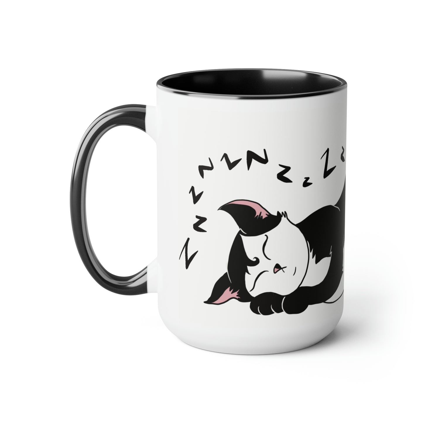 Snoozing cat Two-Tone Coffee Mugs, 15oz